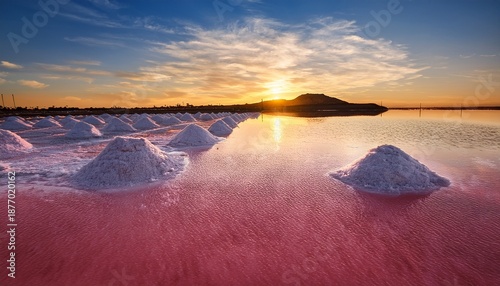 Salt On A Pink Salt Lake At Sunset Pink Salt Lake Torrevieja