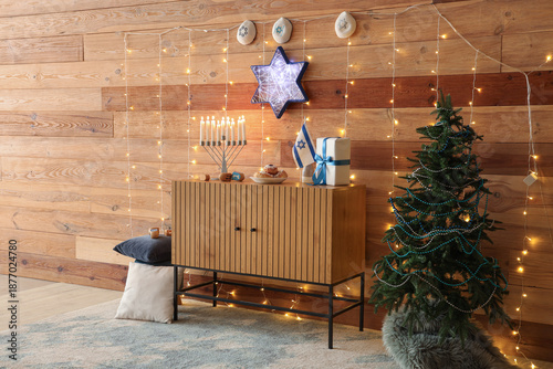 Interior of festive living ...