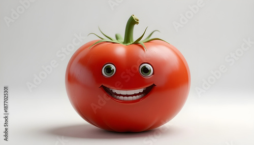 Wallpaper Mural Cute 3D Cartoon Tomato Character with Happy Smiling Face Isolated on White Background Torontodigital.ca
