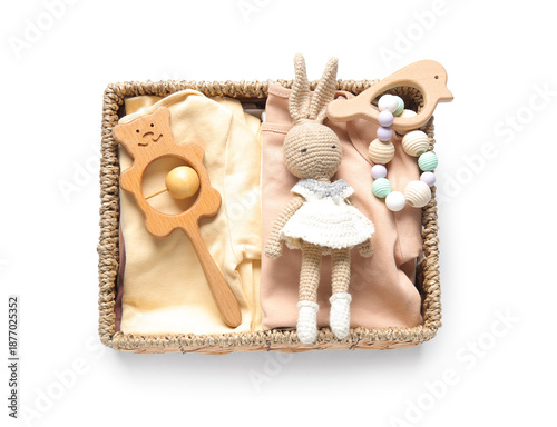 Wicker basket with gifts fo...