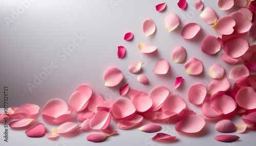 Beautiful Pink Rose Petals Scattered Romantic Layout