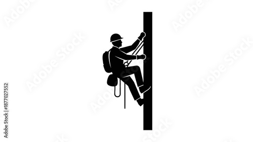 Man Climber Rope Safety Equipment Silhouette.