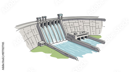 Dam Structure with Water Flow Control.
