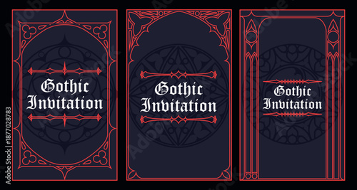 Mystical Gothic Invitation with Sacred Geometry Border, Ancient Esoteric Ornamentation. Vector Illustration EPS 10