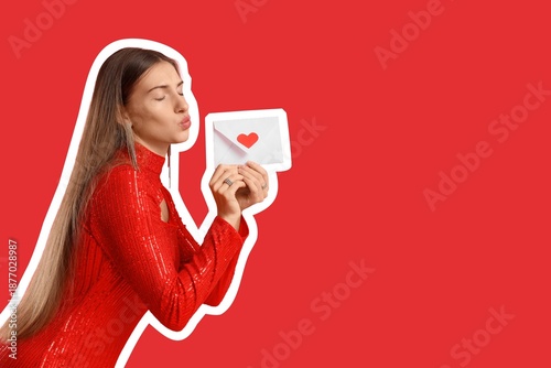 Beautiful woman with letter...