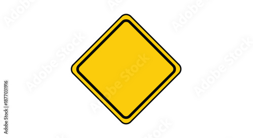 A yellow diamond-shaped road sign on a white background