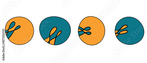 Geometric hand-drawn ethnic symbols, art icon. Aboriginal tribal rounded ornament. Afican, australian motiph. Dots painting. Vector illustration, template design for cloth, card, fabric.