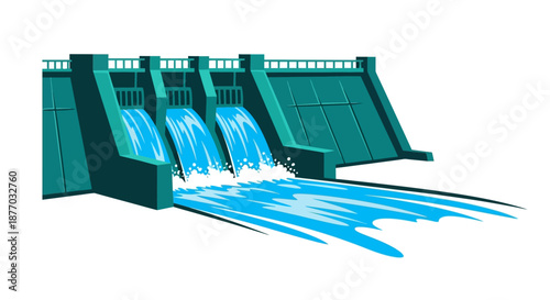 Dam Hydroelectric Power Station Water Flow.