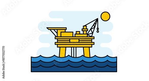 Offshore Oil Rig Platform in Ocean.