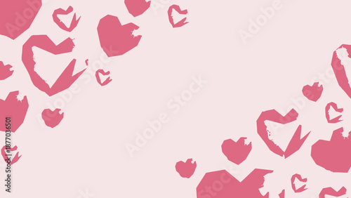 Collection of pink hearts floating in the air, viewed from a close-up perspective