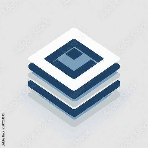 Modern layered square graphic design with blue and white colors
