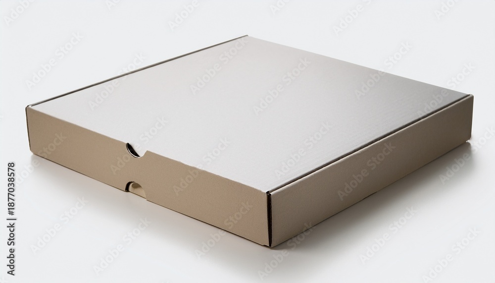 Naklejka premium wide square pizza box closed on white background