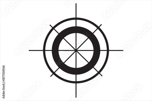 Target with concentric circles and crosshairs Vector