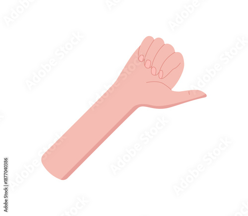 Flat hand gesture showing number one. Bare human hand with forefinger raised, indicating the number 1. Minimal design, useful for education, math, or counting themes. Iconic style, isolated on white