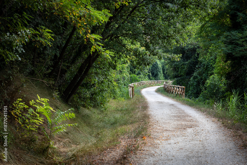 Fototapeta premium Poggibonsi-Colle pedestrian and cycle path along the Elsa river, province of Siena, Tuscany, Italy