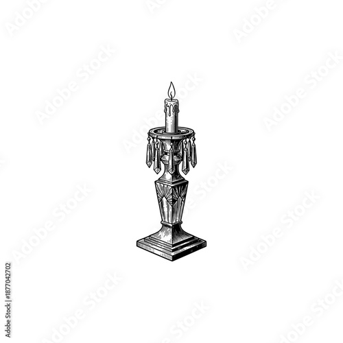 Roaring twenties crystal candlestick engraving.
