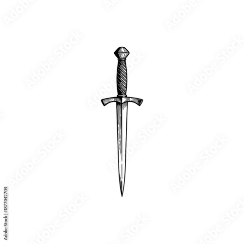 Medieval knight rondel dagger engraving.