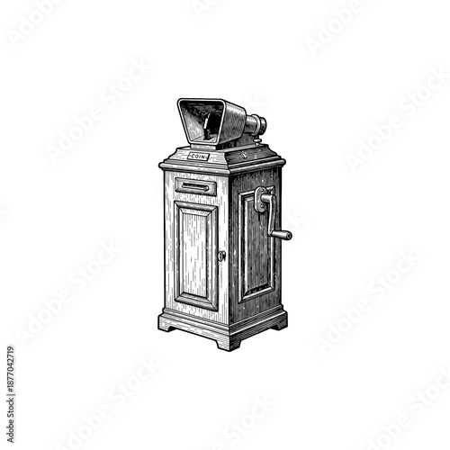 Vintage mutoscope engraving.