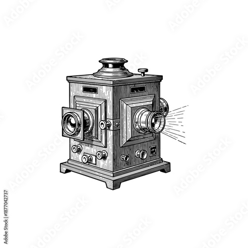 Vintage stereopticon engraving.