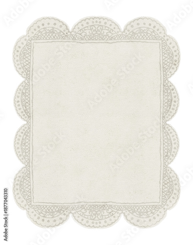 Hand draw watercolor lace frame with white elegant motives, isolated on white background