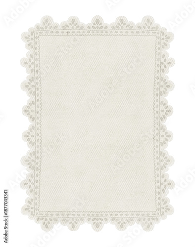 Hand draw watercolor lace frame with white elegant motives, isolated on white background