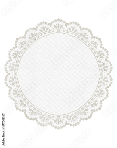 Hand draw watercolor lace frame with white elegant motives, isolated on white background