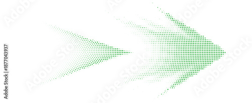 Dynamic Green Halftone Dotted Arrowhead Pattern Following Direction For Environment Concept Art Vector Illustration