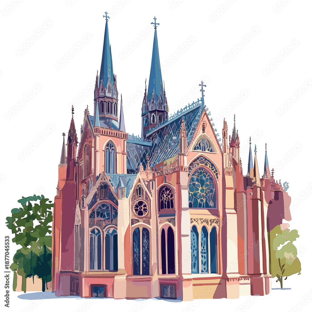 Fototapeta premium Sainte-Chapelle. Sainte-Chapelle watercolor vector illustration