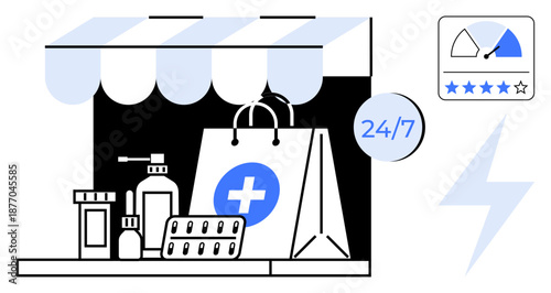 Online pharmacy. Online pharmacy offering 247 healthcare services for easy medical supply access. Online pharmacy aids in efficient medicine delivery and digital health solutions. For e-commerce