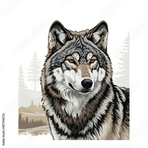 Majestic Wolf Portrait A Detailed Close-Up of a Wild Canine's Face