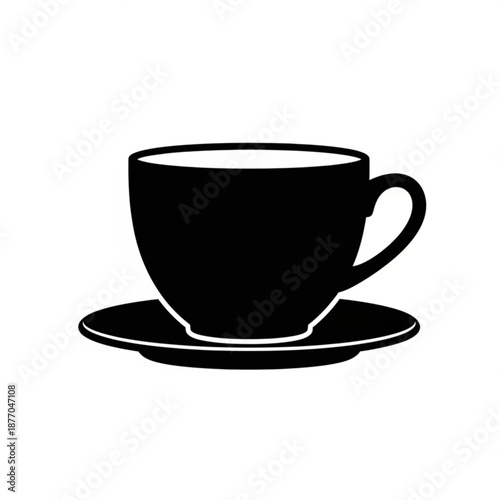 Black silhouette of a cup and saucer