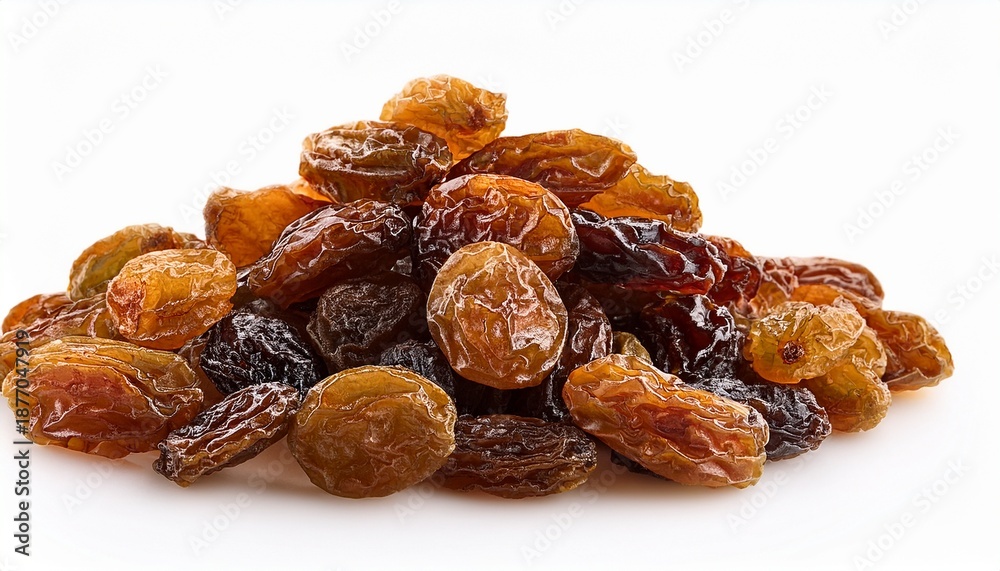 Obraz premium Dried Raisins On White Background