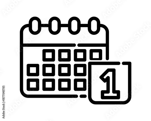 A minimalist vector graphic of a calendar icon with a highlighted date