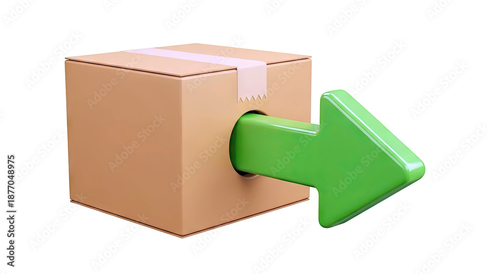 Obraz premium Cardboard Box with Green Arrow Emerging