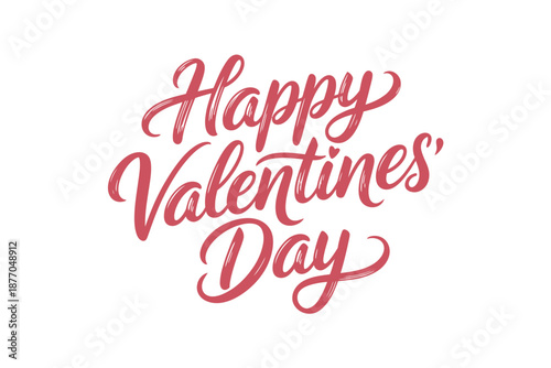 A festive Happy Valentines Day vector graphic with elegant red cursive text on a white background