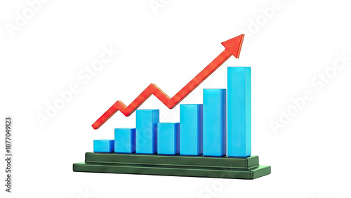 Free Download 3D Bar Chart with Upward Trend Arrow - GFXLoad