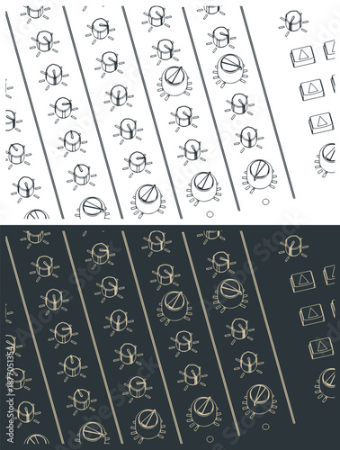 Audio mixer close-up sketches