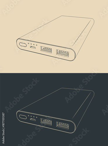 Portable power bank close-up