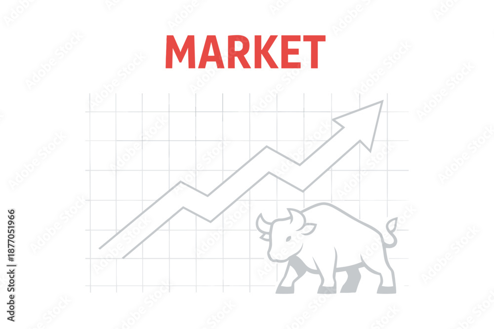 Obraz premium Bull market concept with upward trend arrow and graph background