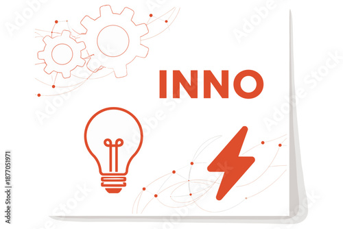 Innovation concept with light bulb gear and lightning bolt icons