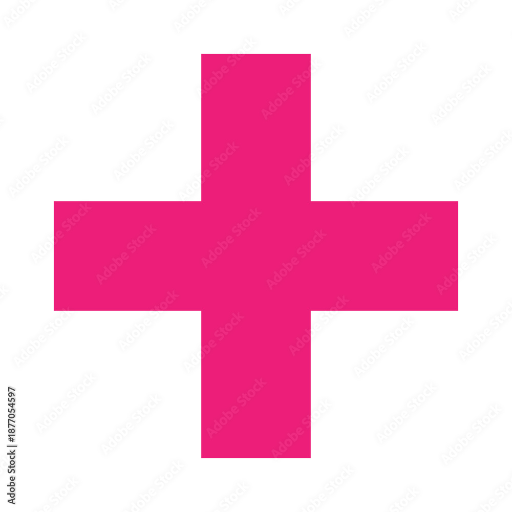 Obraz premium Pink plus icon, cross icon. Pink plus, cross sign, medical math symbol logo.