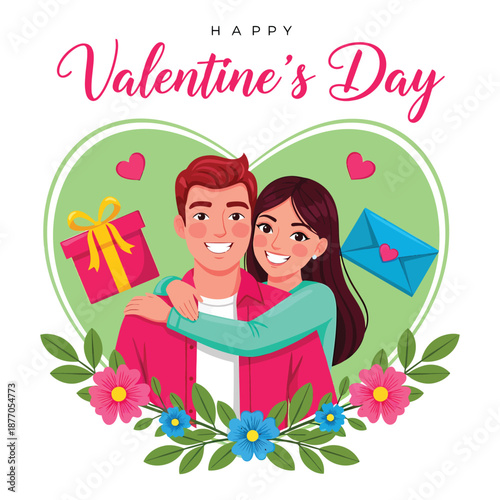 Happy valentine's day cartoon illustration