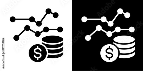 Economic Forces  Icon Set White Glyph Style Collection
