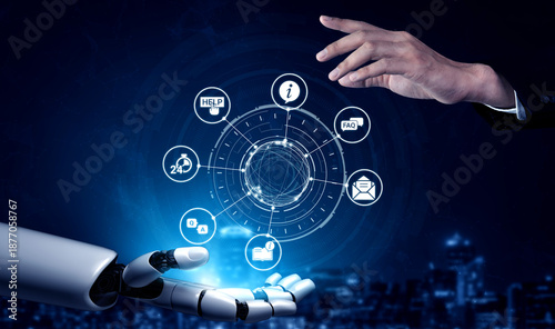 Artificial intelligence assists online help and FAQ services, answering questions, guiding customers, and improving support efficiency through smart automation. Entice