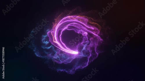 Abstract Glowing Energy Ring with Particles