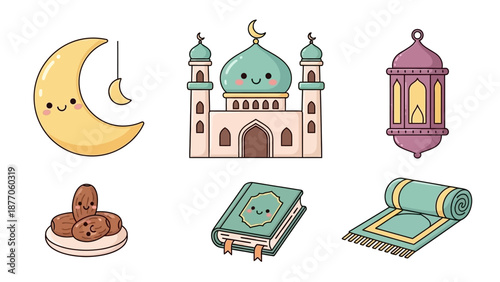 Islamic Symbols and Objects for Ramadan.