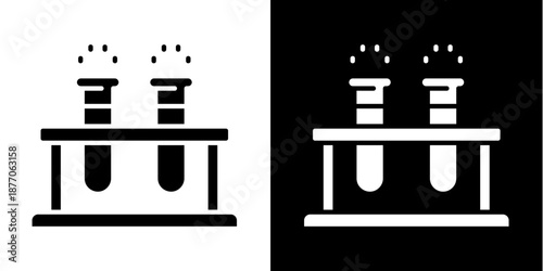 Test Tube  Icon Set White Style Collection