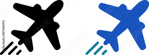 飛び立つ飛行機のシンプルアイコン｜出発・旅行・フライト開始のイメージ（Takeoff Airplane Icon for Travel Departure and Flight Start）
