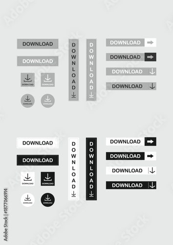 Vector set of buttons for download link