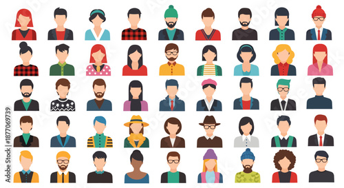 Diverse group of people icons representing various professions and lifestyles.